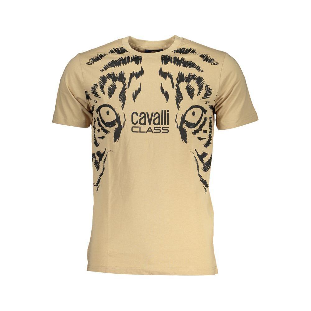 Cavalli Class Beige Cotton T-Shirt CA-28592-L