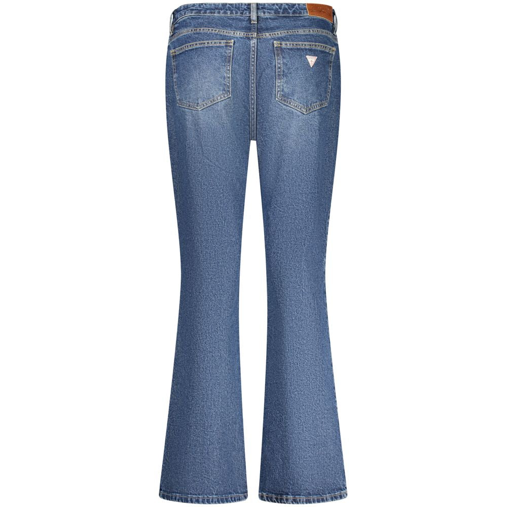Guess Jeans Blue Cotton Jeans Denim bootcut with 5 pockets, washed effect, button and zip, logo on back pocket.