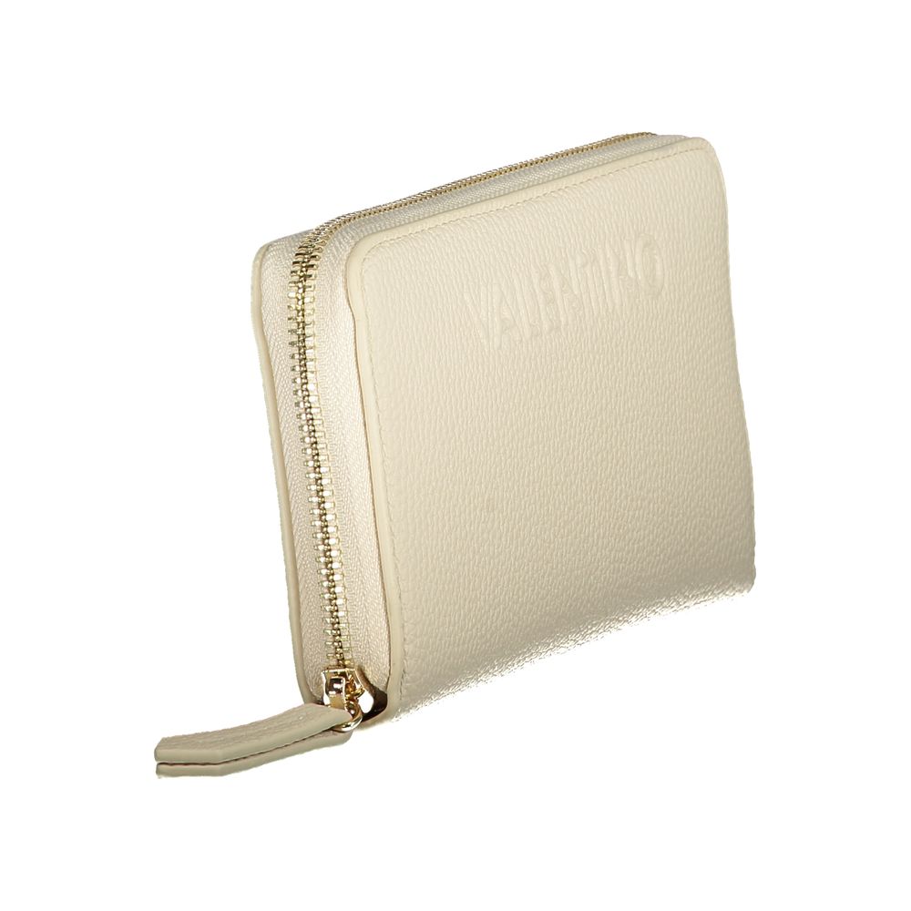 Mario Valentino Beige Polyethylene Wallet with zip closure, 6 compartments, coin purse, card spaces, logo, recycled material