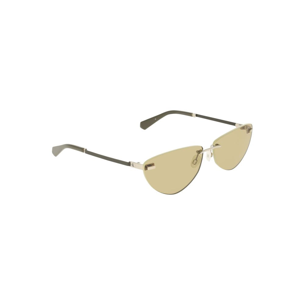Calvin Klein Green Metal Women Sunglass with chic drop-shaped green lenses and metal frame for a bold fashion-forward look.