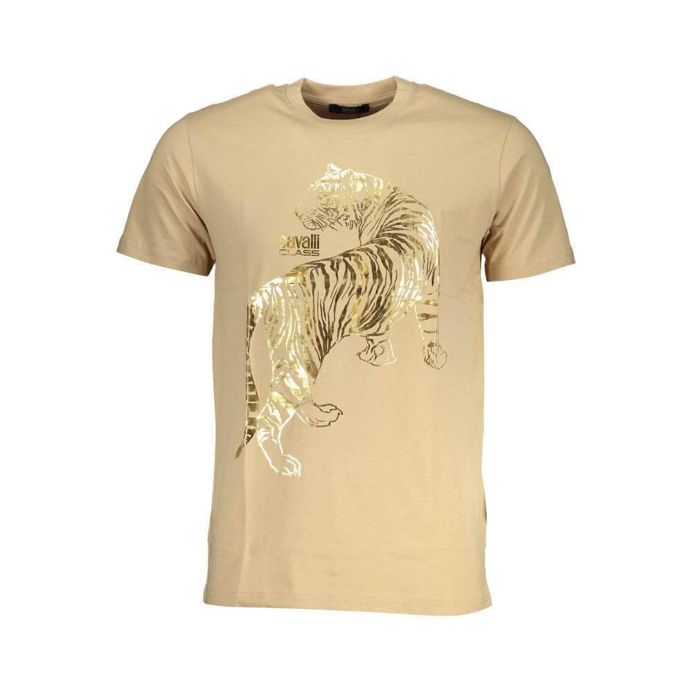 Cavalli Class Beige Cotton T-Shirt CA-28490-L
