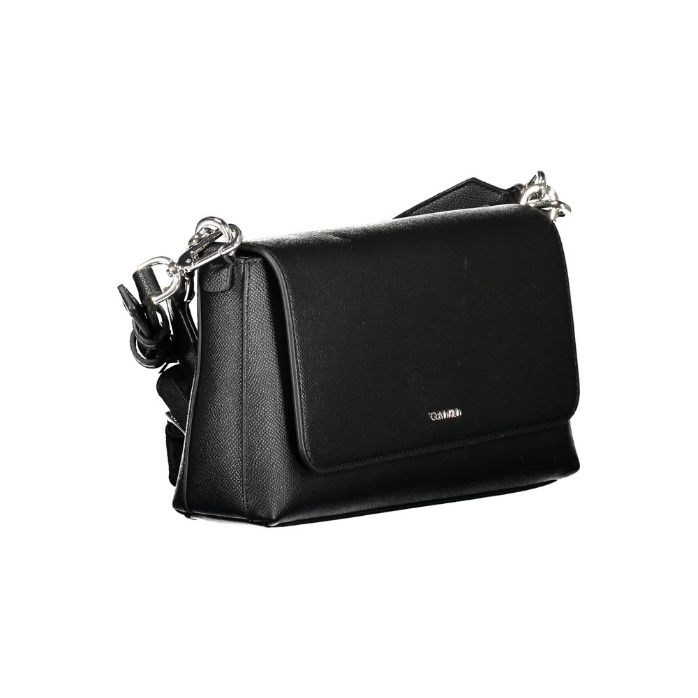 Calvin Klein Black Polyethylene Women Handbag with shoulder and adjustable strap for versatile use.