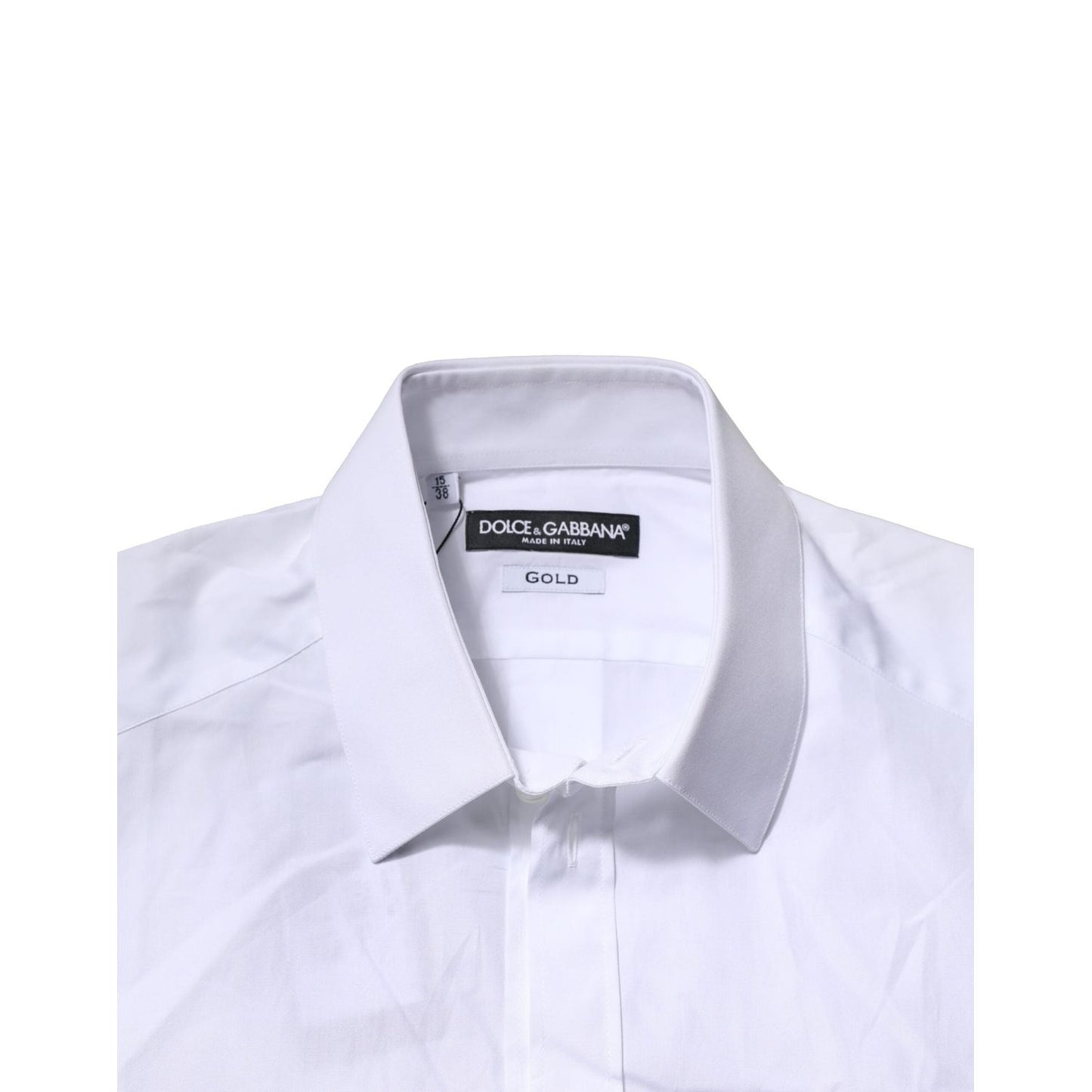 Dolce & Gabbana White Cotton GOLD Short Sleeves Formal Shirt