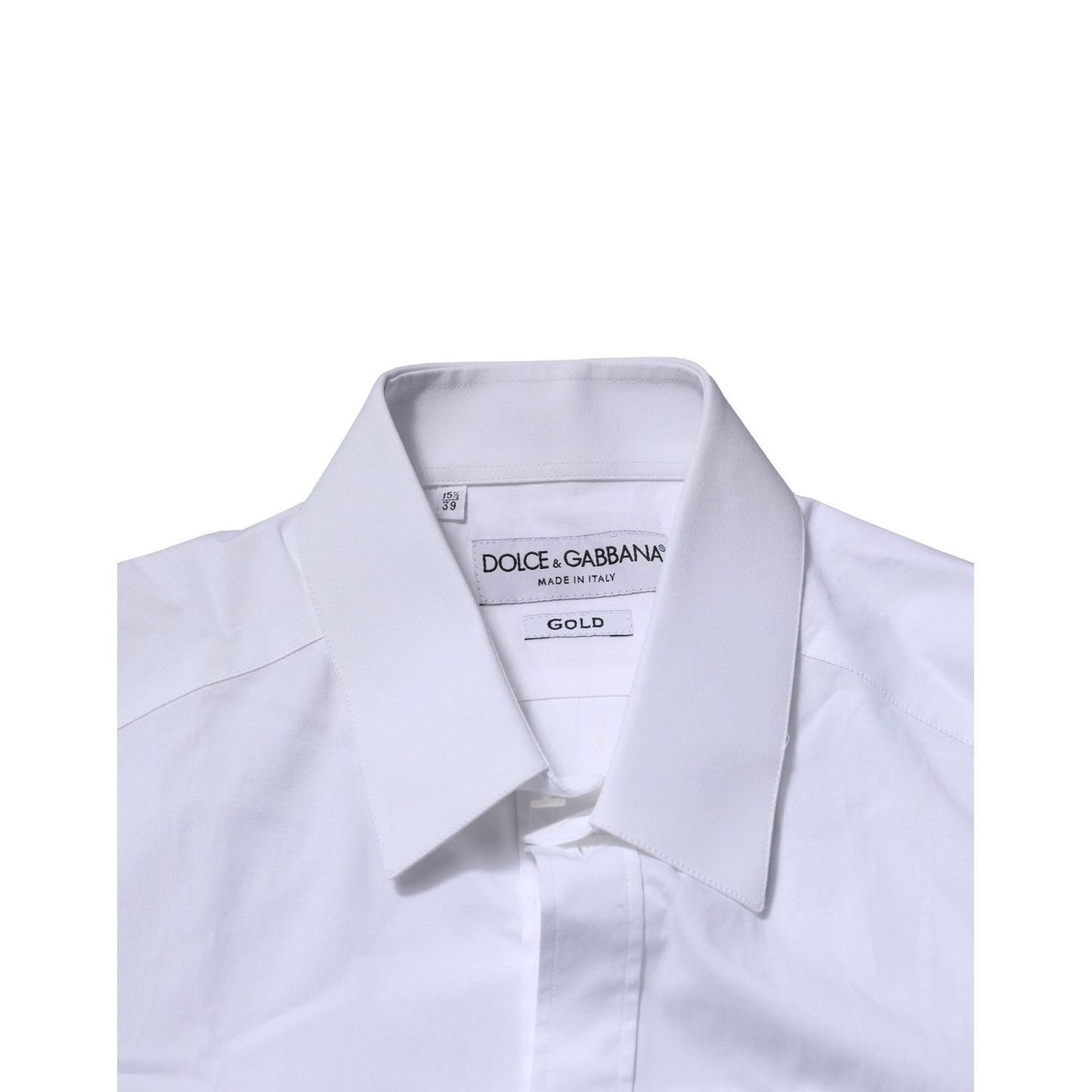 Dolce & Gabbana White Long Sleeves Dress GOLD Formal Shirt