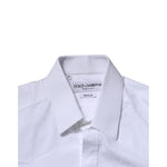 Dolce & Gabbana White Long Sleeves Dress GOLD Formal Shirt