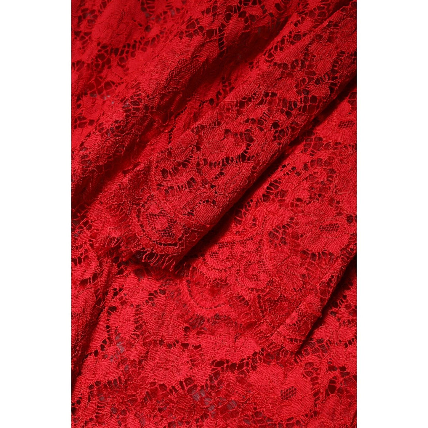 Dolce & Gabbana Red Floral Lace Rhinestone Embellished Dress