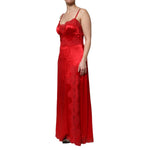 Dolce & Gabbana Red Silk Sleeveless Maxi Long Dress