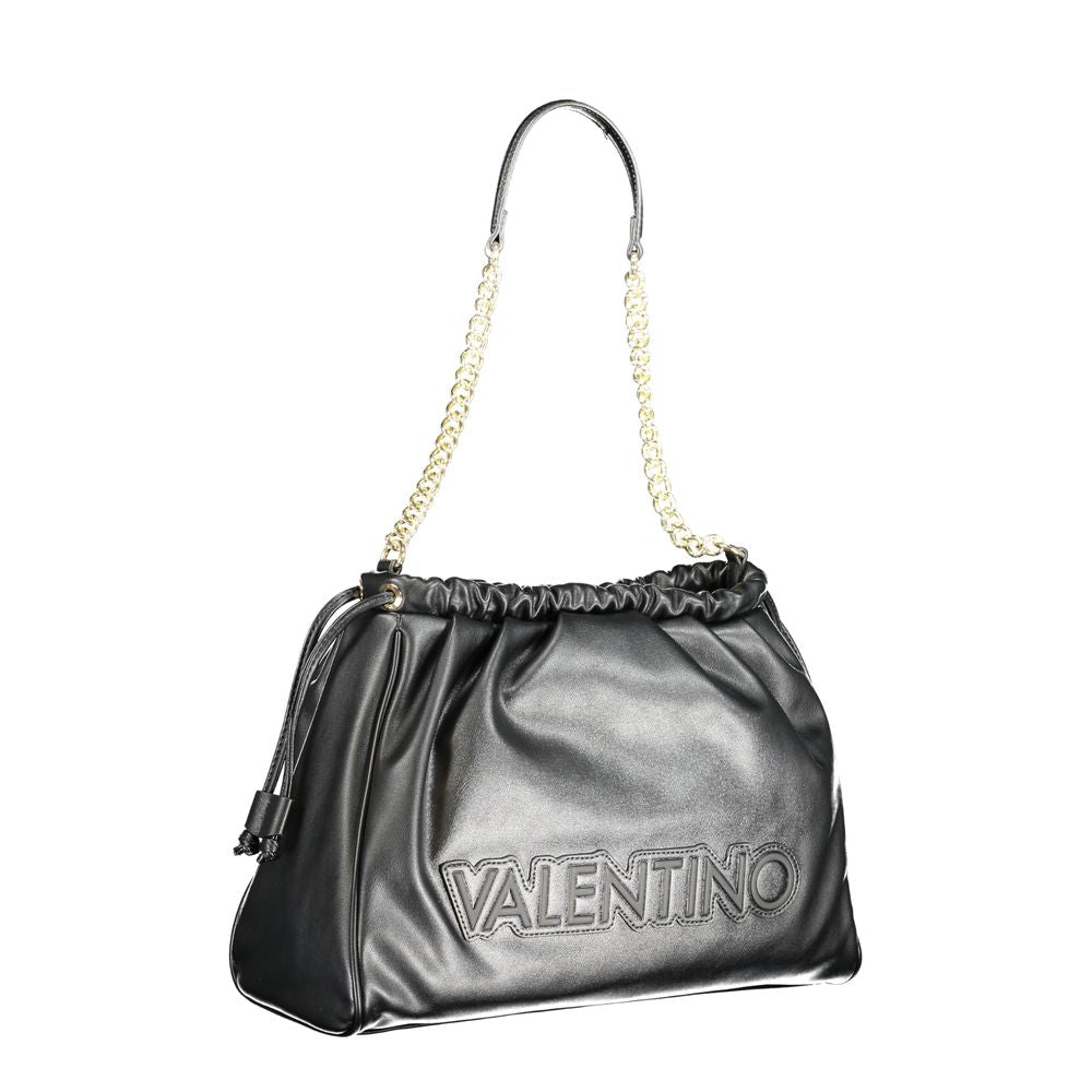 Mario Valentino Black Polyethylene Handbag with chain shoulder handle and logo detail