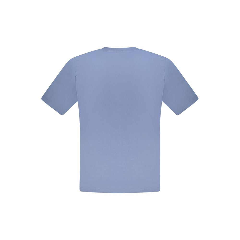 Back view of North Sails Blue Cotton Men T-Shirt, showcasing short sleeves and crew neck style, made from 100% premium cotton.