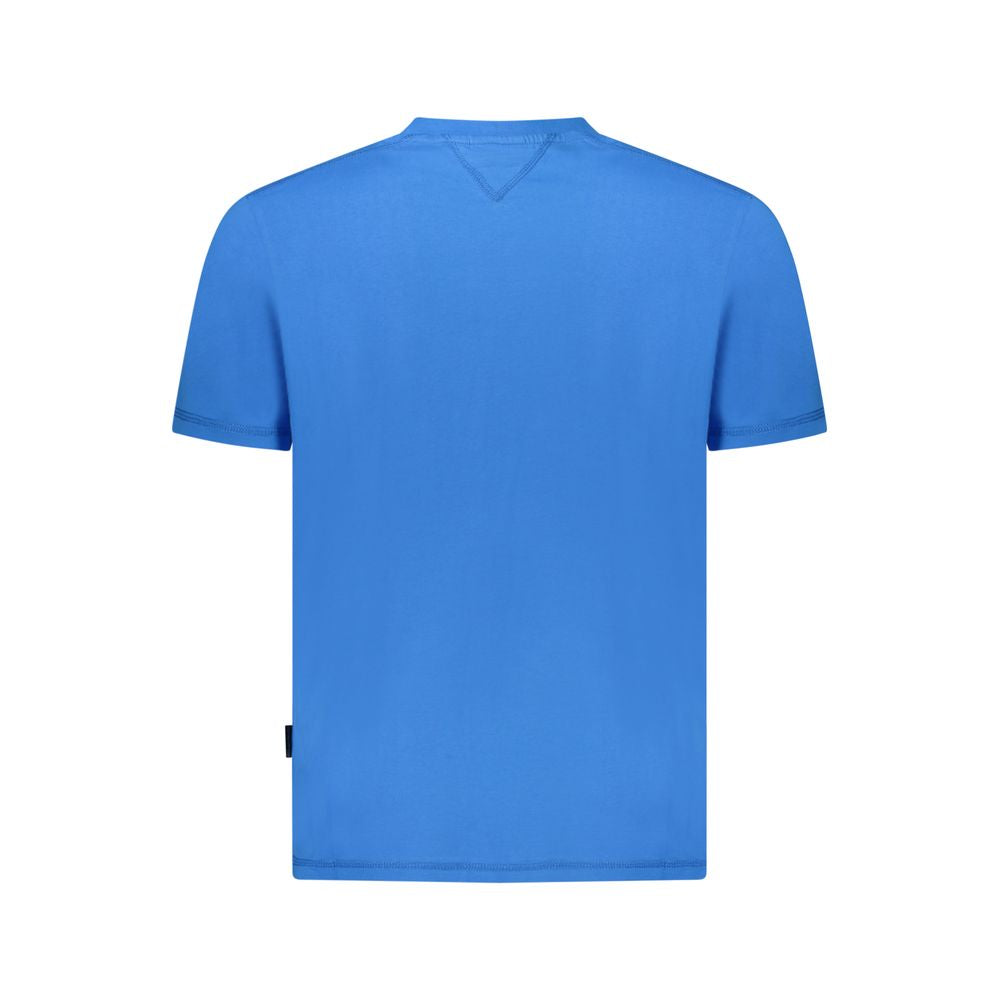 Napapijri Blue Cotton Men T-Shirt back view showcasing relaxed fit and crew neck detail