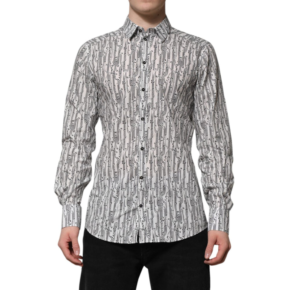 Dolce & Gabbana White Floral Print Casual Long Sleeves Shirt TSH906759-40