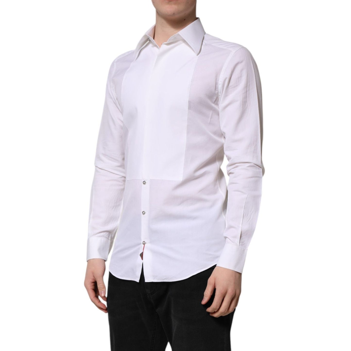 Dolce & Gabbana White Cotton GOLD Long Sleeves Dress Shirt TSH906806-37