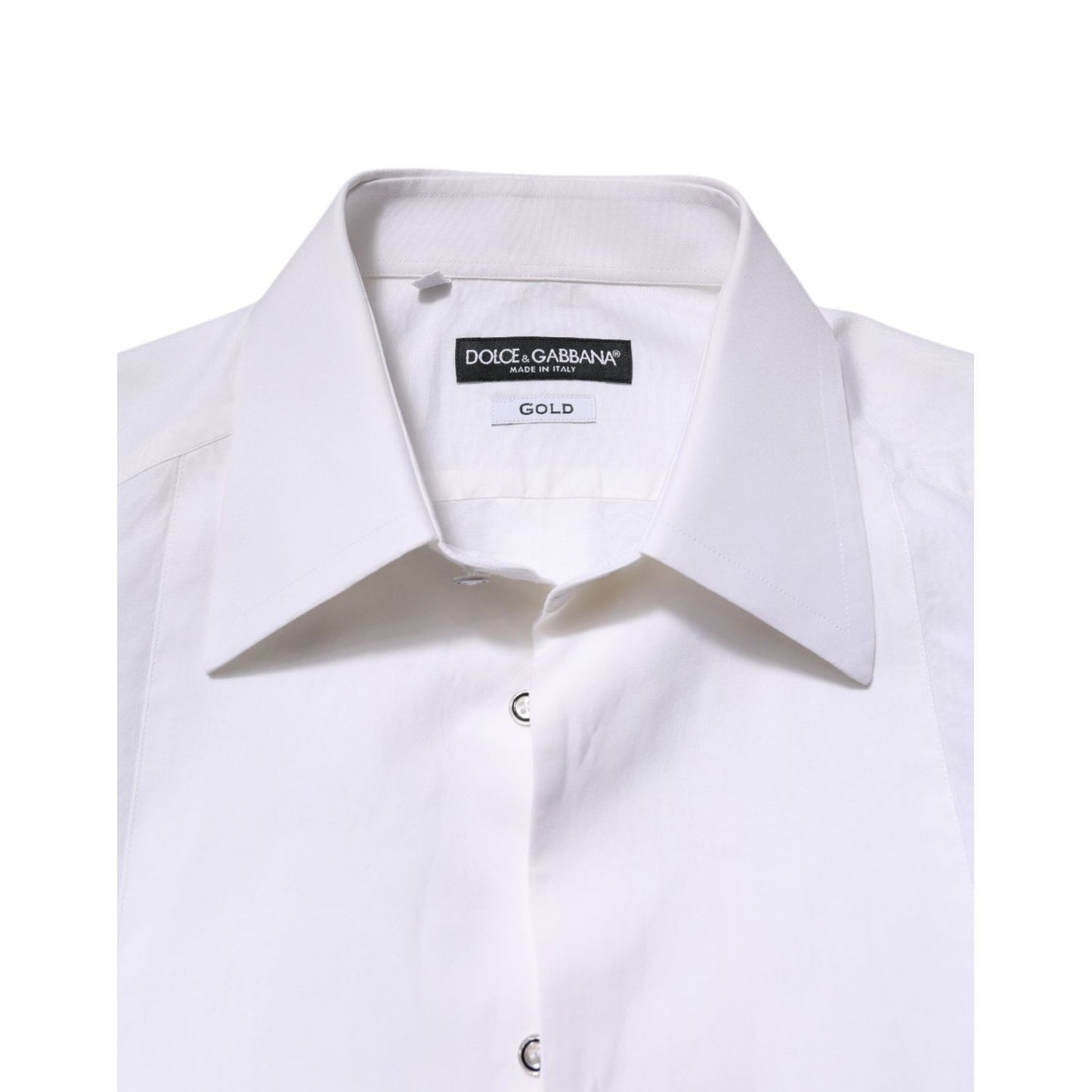 Dolce & Gabbana White Cotton GOLD Long Sleeves Dress Shirt TSH906806-37