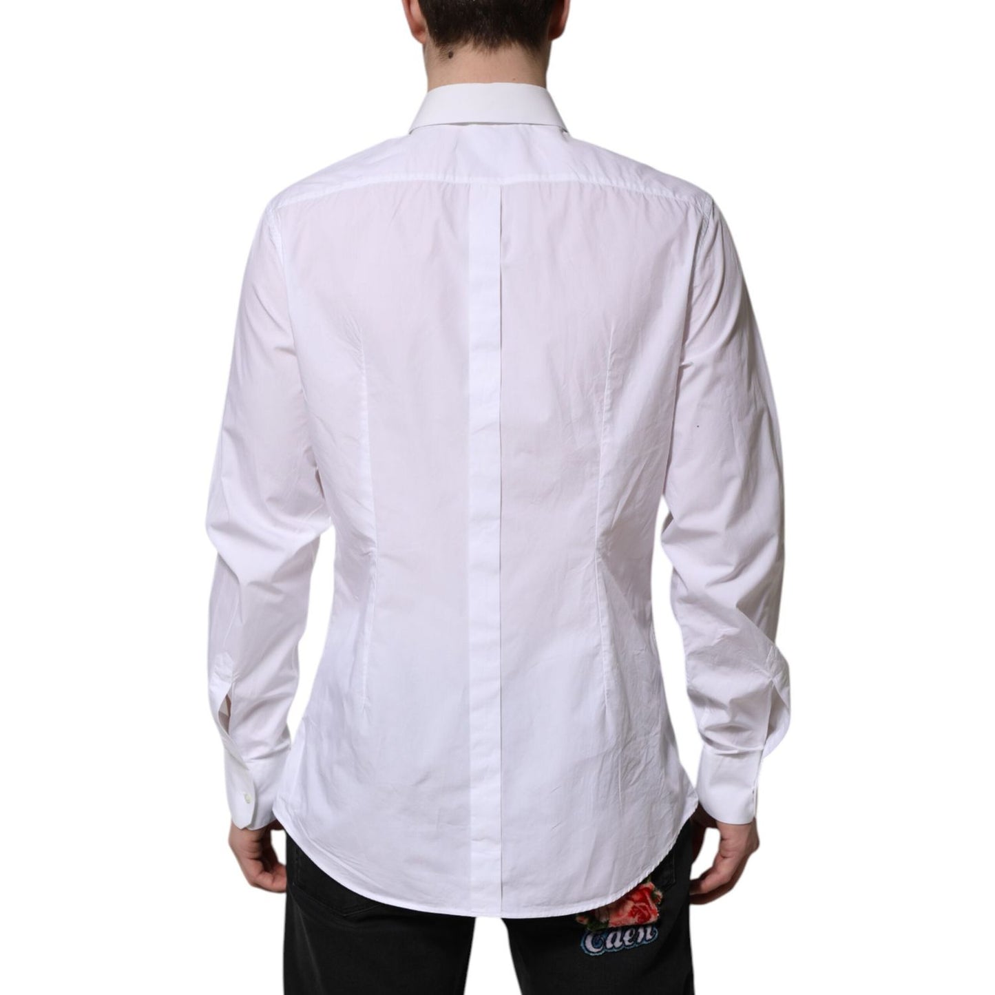 Dolce & Gabbana White Cotton GOLD Long Sleeves Dress Shirt TSH906934-43
