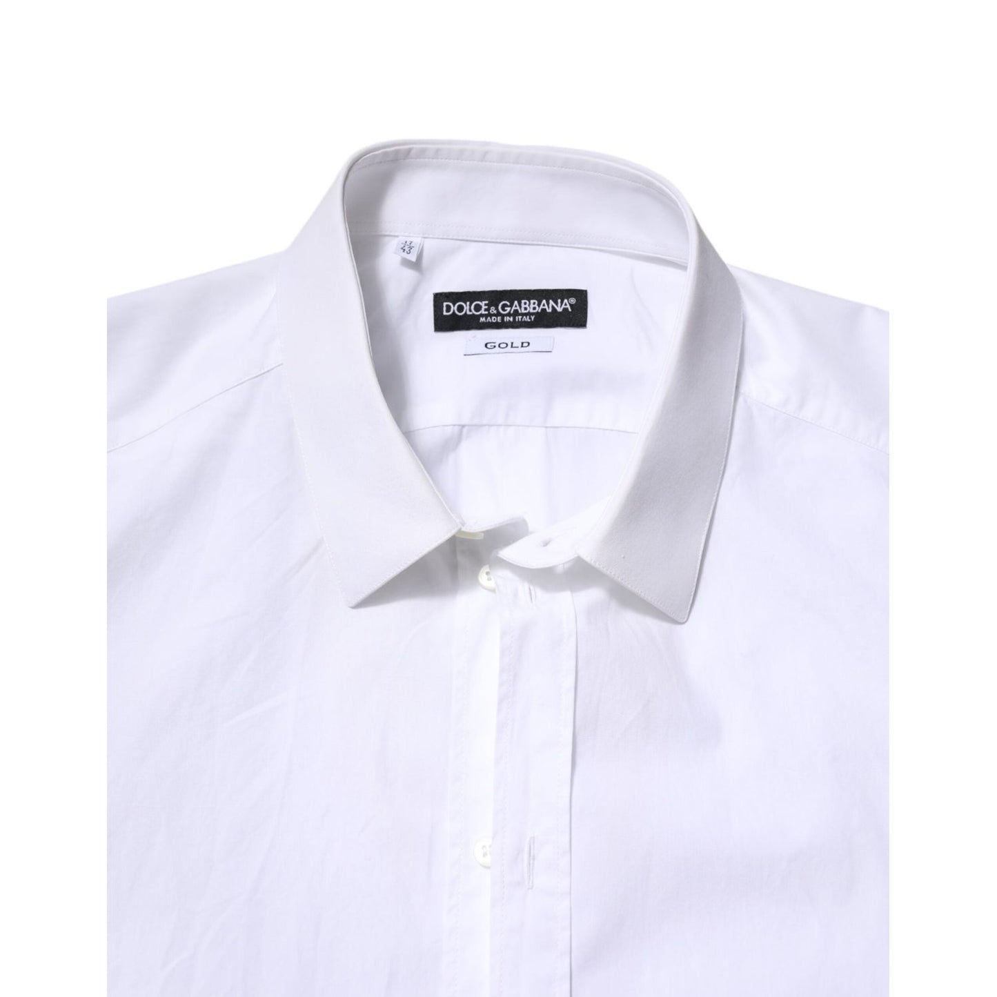 Dolce & Gabbana White Cotton GOLD Long Sleeves Dress Shirt TSH906934-43