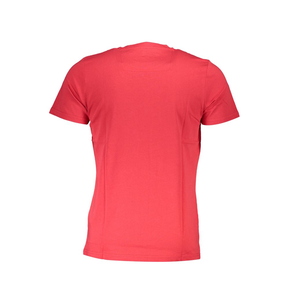 Cavalli Class Red Cotton Men T-Shirt, rear view, showing short sleeves and crew neck design.
