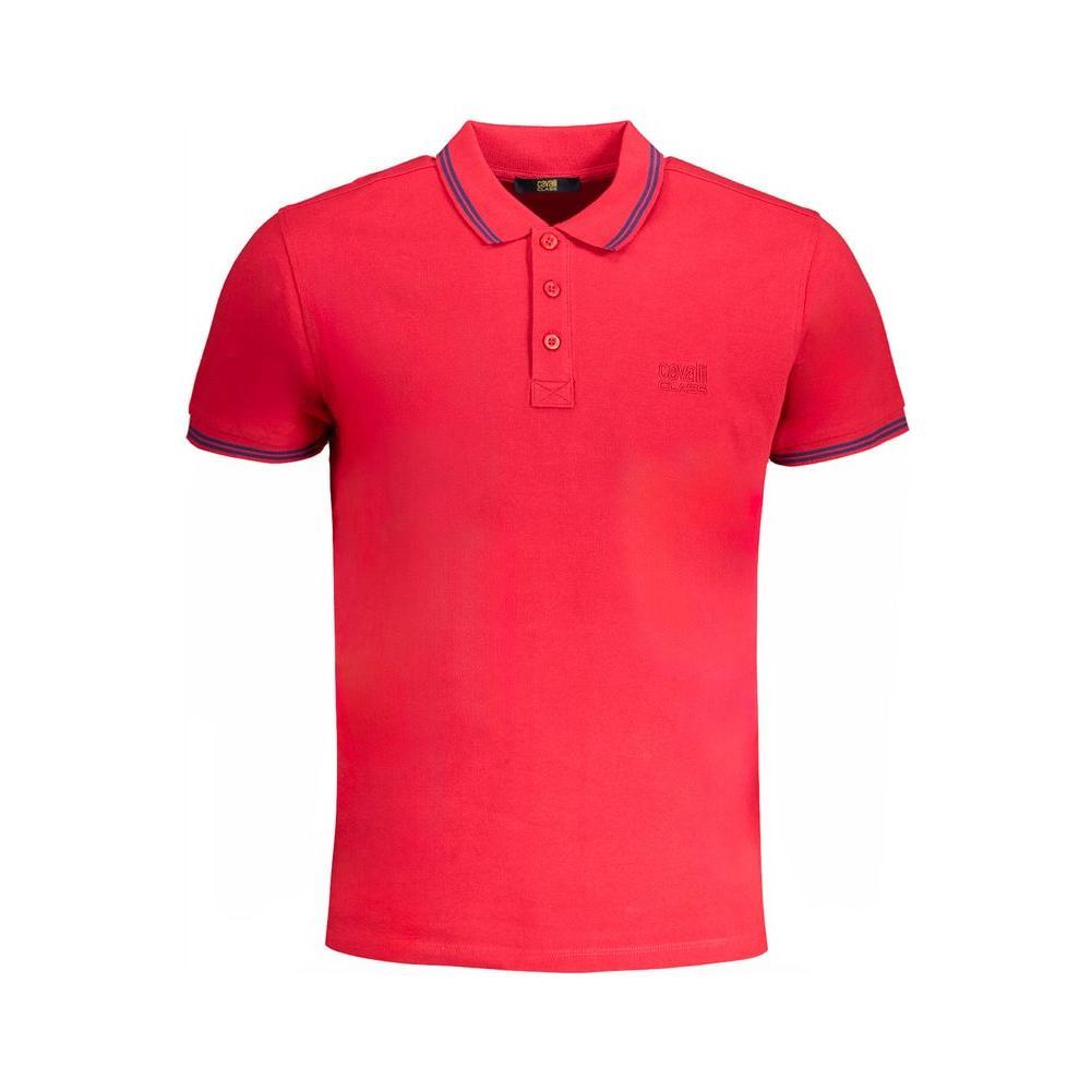 Cavalli Class Red Cotton Polo Shirt