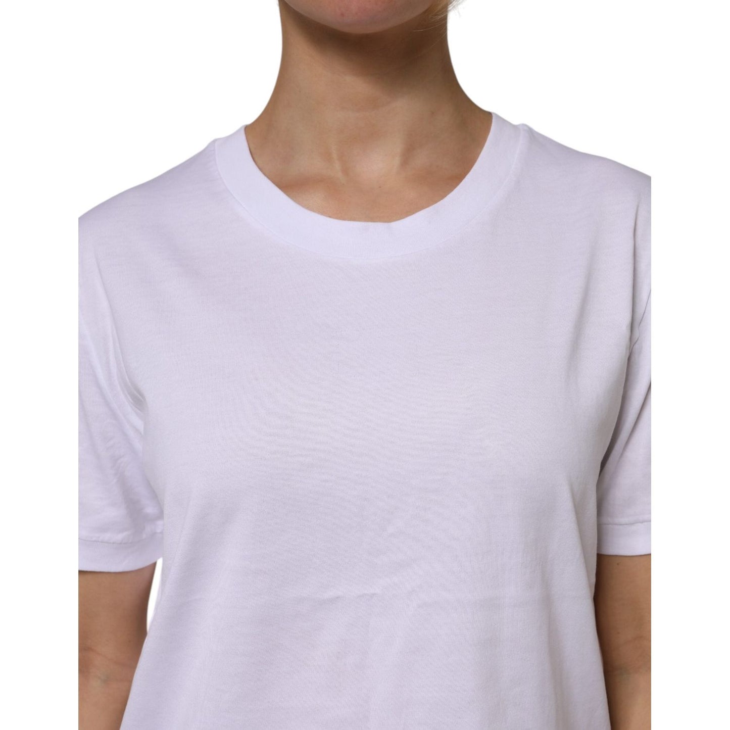 Dolce & Gabbana White Cotton Short Sleeve Round Neck T-shirt