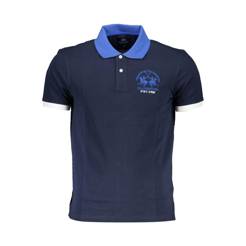 La Martina Blue Cotton Mens Polo Shirt