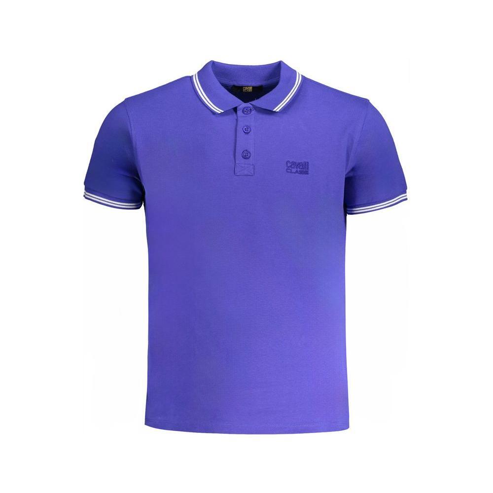 Cavalli Class Blue Cotton Polo Shirt