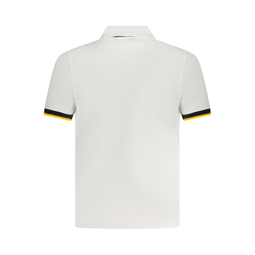 K-WAY White Cotton Polo Shirt with short sleeves, 2 buttons, contrasting details, and logo application, rear view.