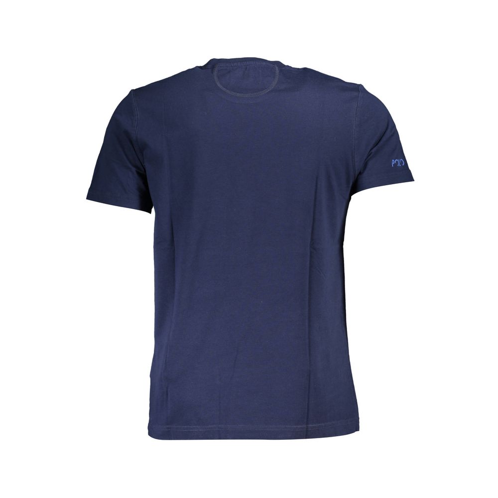 La Martina Blue Cotton Men T-Shirt with crew neck and iconic logo, perfect for modern casual style, made in India.