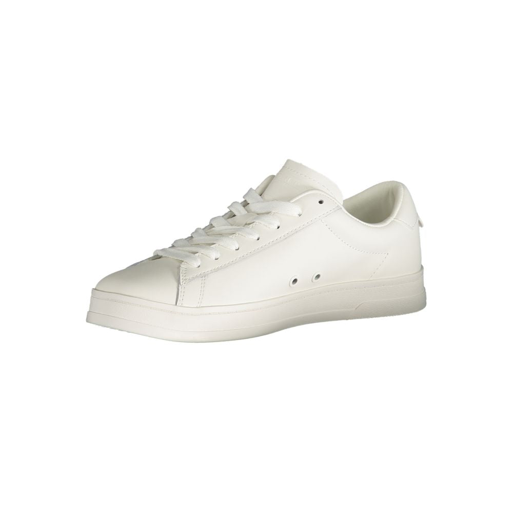 Tommy Hilfiger White Polyester Sneaker with laces and logo, sports footwear