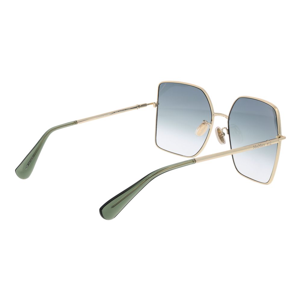Max Mara Gold Metal Sunglasses, gold full-rim frame, green gradient lenses, gold frame, butterfly style, 100% UVA & UVB protection