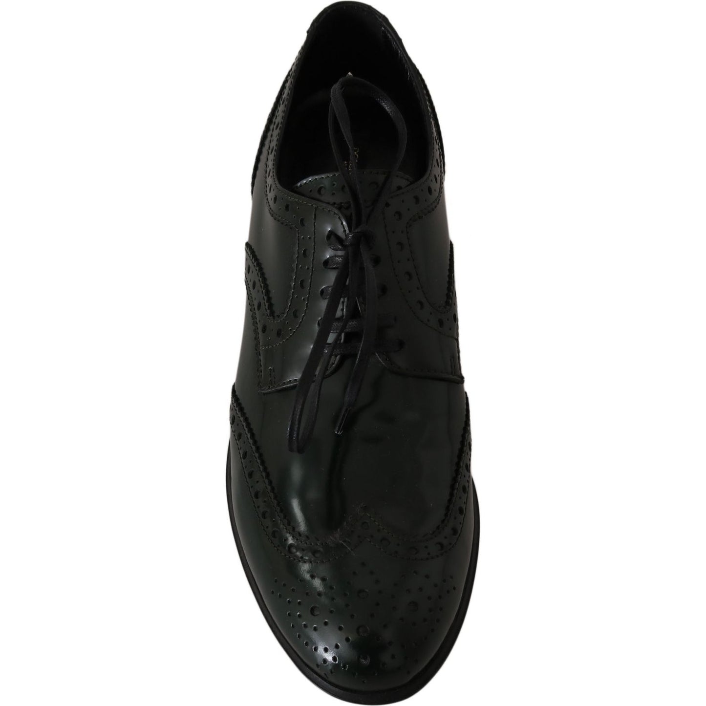 Dolce & Gabbana Green Leather Broque Oxford Wingtip Shoes LA5978-35