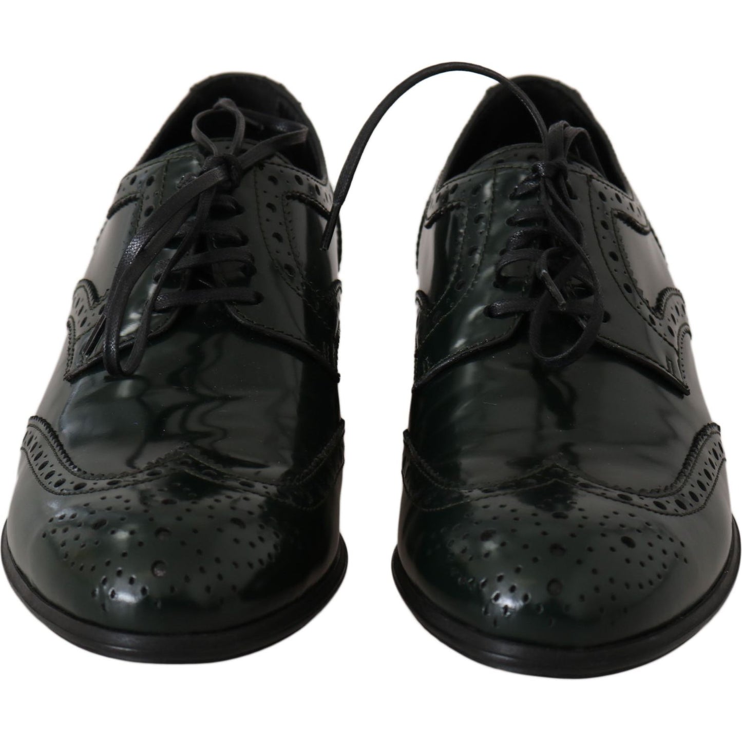 Dolce & Gabbana Green Leather Broque Oxford Wingtip Shoes LA5978-35