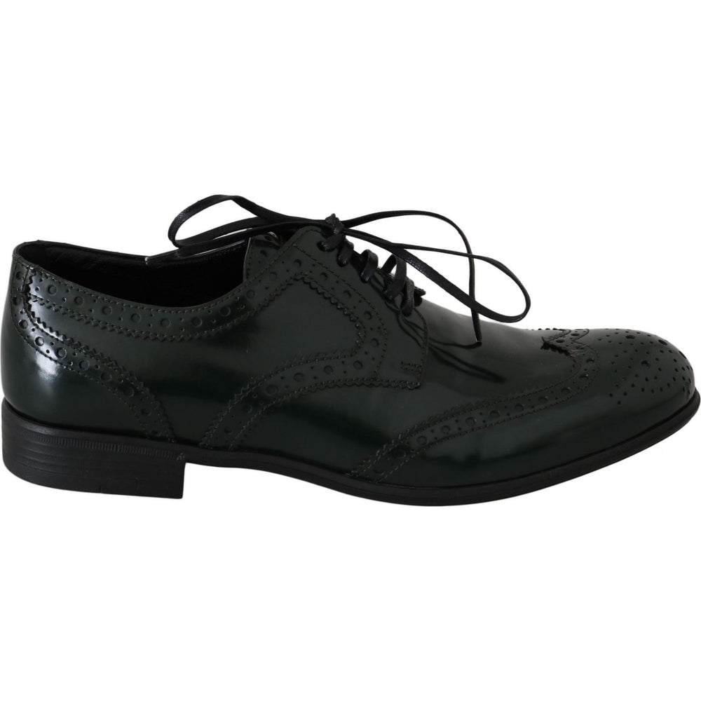 Dolce & Gabbana Green Leather Broque Oxford Wingtip Shoes LA5978-35