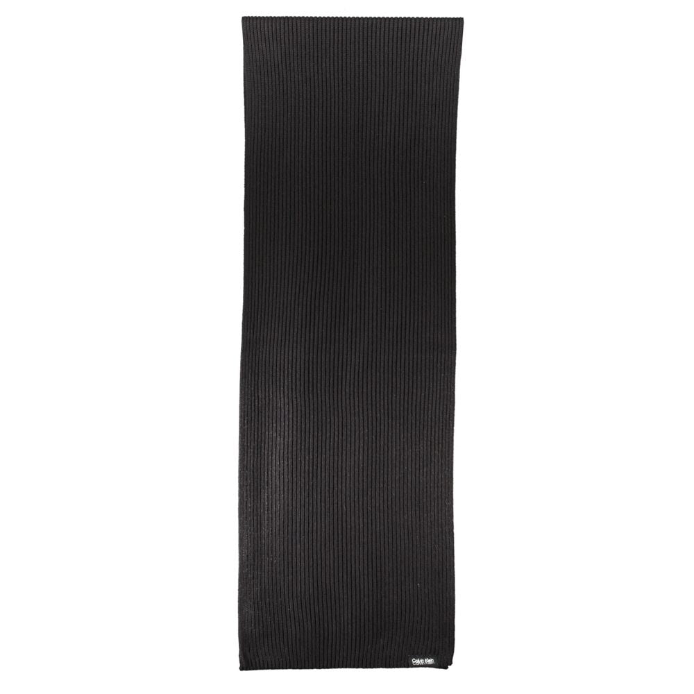 Calvin Klein Black Cotton Scarf, 30x160 cm, featuring logo detail, sleek black design.