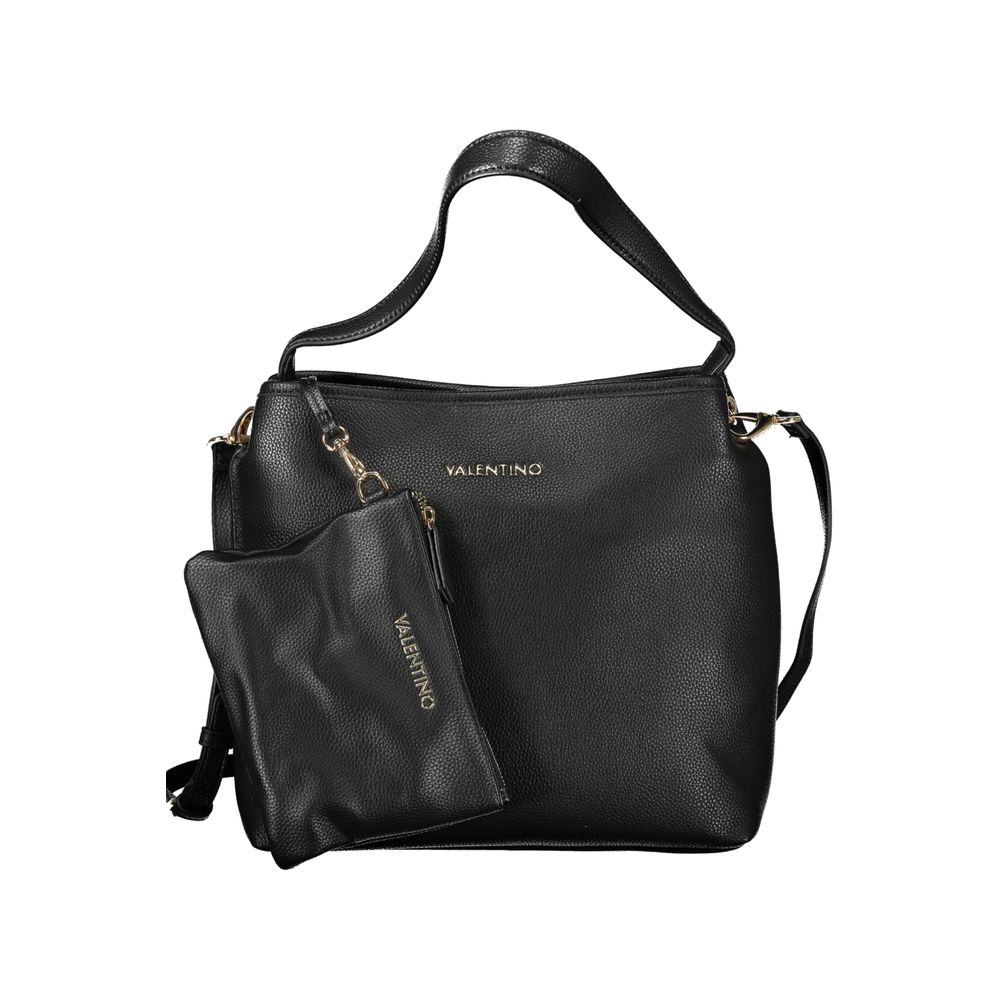 Mario Valentino Black Polyethylene Handbag with shoulder strap and detachable pouch.