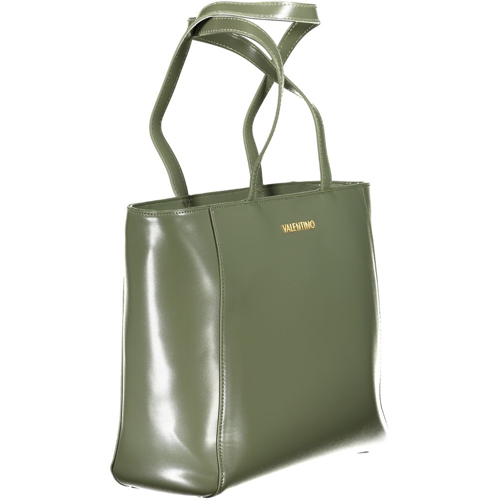 Mario Valentino Green Polyethylene Handbag with zip closure and logo featuring 2 handles, 1 internal pocket, and phone space.