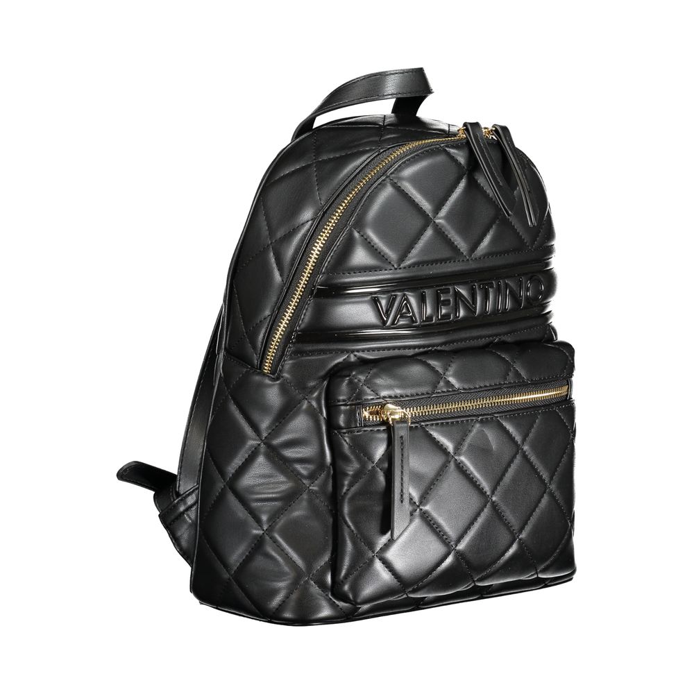 Mario Valentino Black Polyethylene Backpack with handle, adjustable straps, external and internal pocket, zip closure, logo detailing.