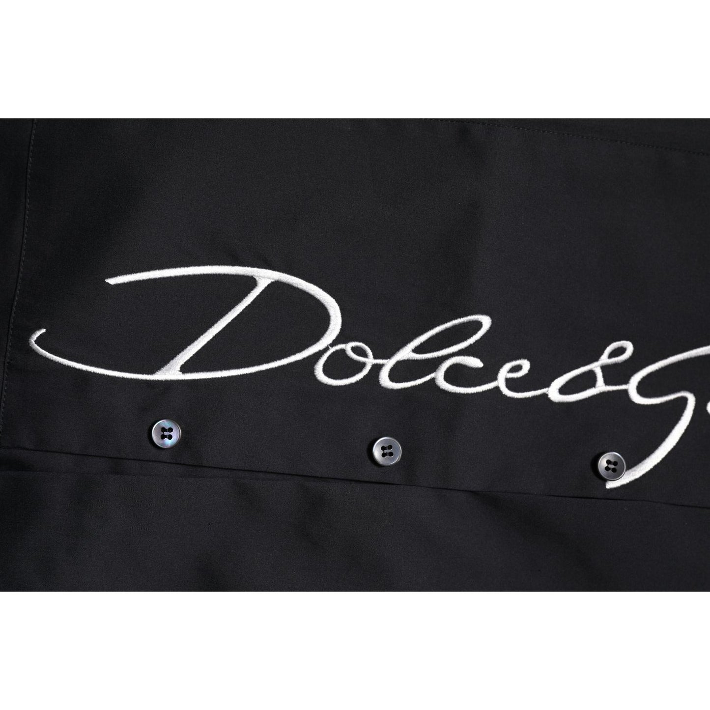 Dolce & Gabbana Black Cotton SICILIA Logo Men Dress Shirt