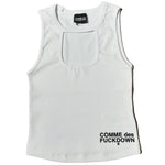 Comme Des Fuckdown White Cotton Tops & T-Shirt CO-15679-S