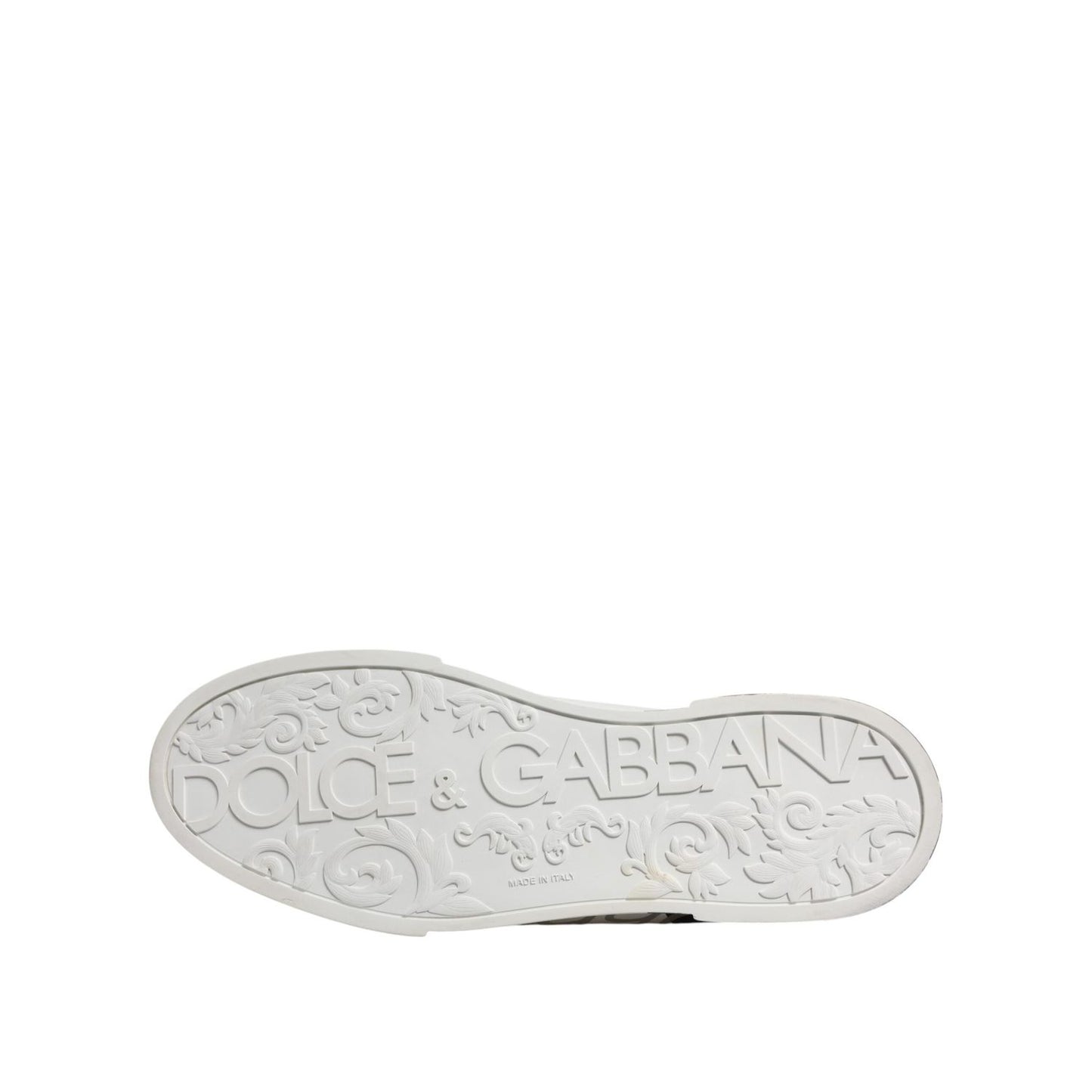 Dolce & Gabbana White Black Logo Low Top Leather Sneakers Shoes