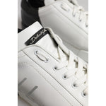 Dolce & Gabbana White Black Logo Low Top Leather Sneakers Shoes