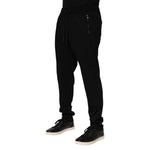 Dolce & Gabbana Black Viscose Skinny Logo Men Jogger Pants
