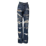 Dolce & Gabbana Blue Tattered Cotton Straight Denim Jeans