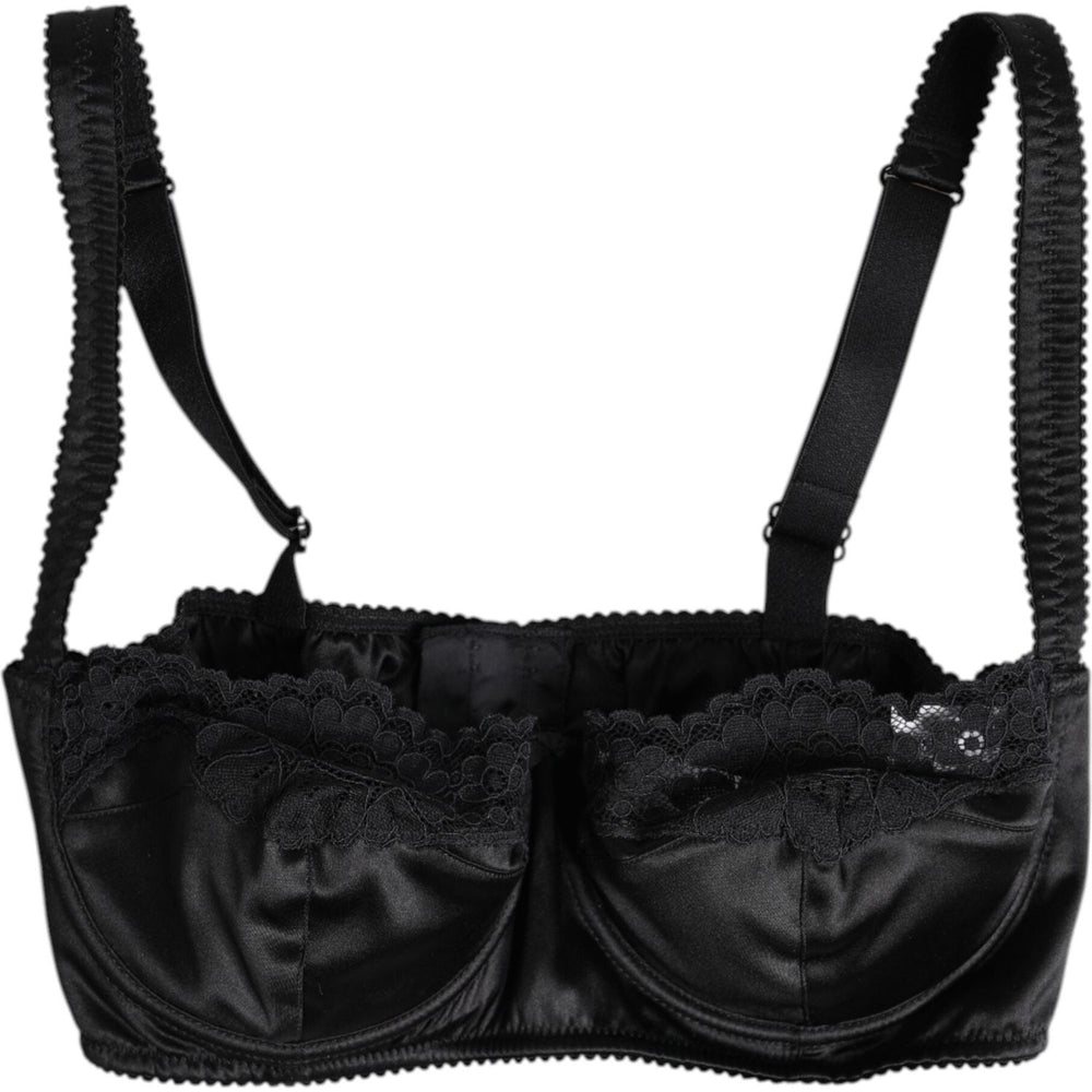 Dolce & Gabbana Black Silk Underwired Balconette Bra Underwear