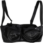 Dolce & Gabbana Black Silk Underwired Balconette Bra Underwear