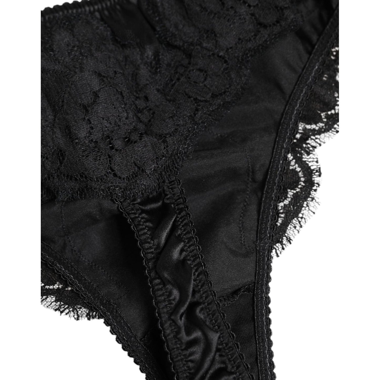 Dolce & Gabbana Black Silk Lace Stretch Bikini Panty Underwear