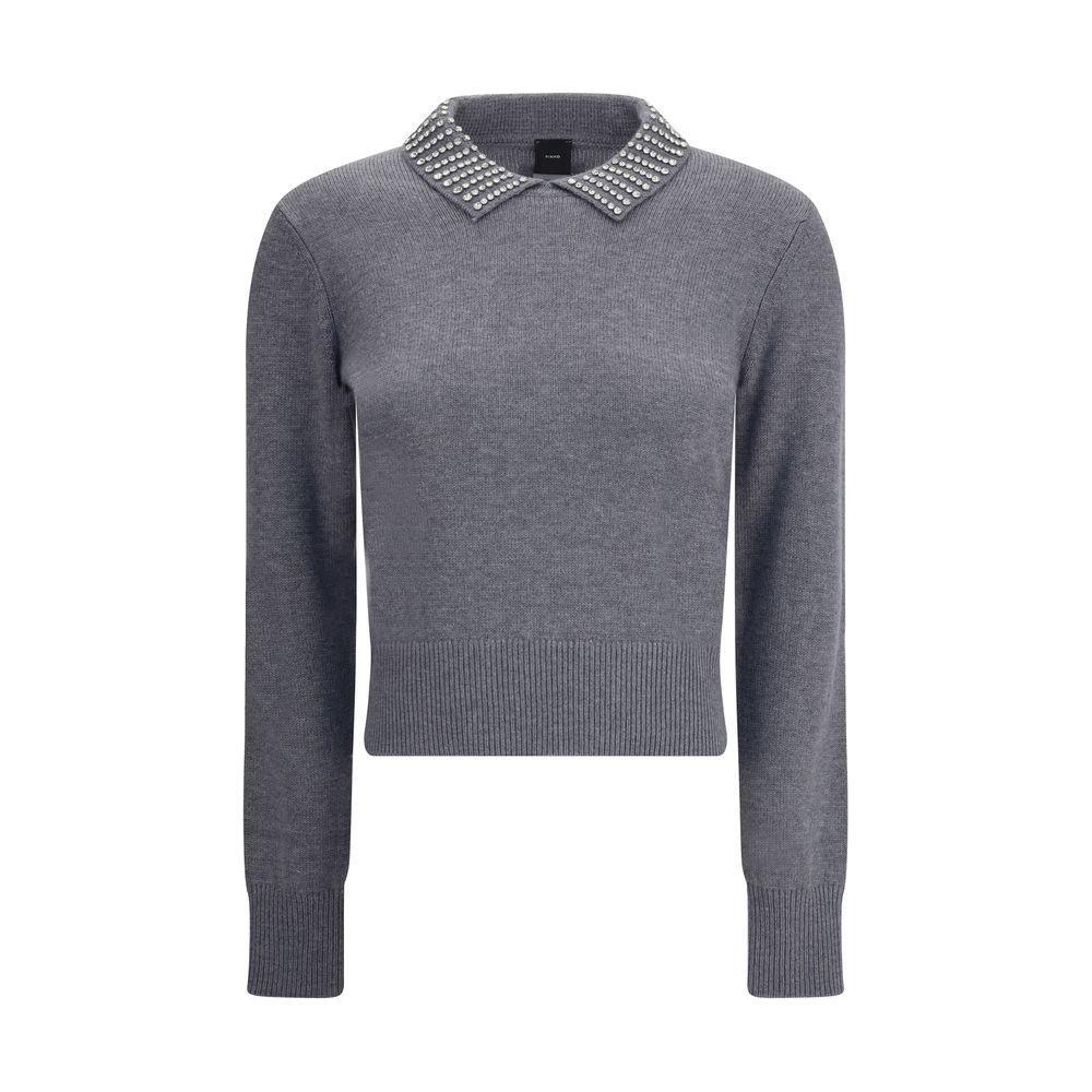 PINKO Rhinestone-decorated collar Sweater