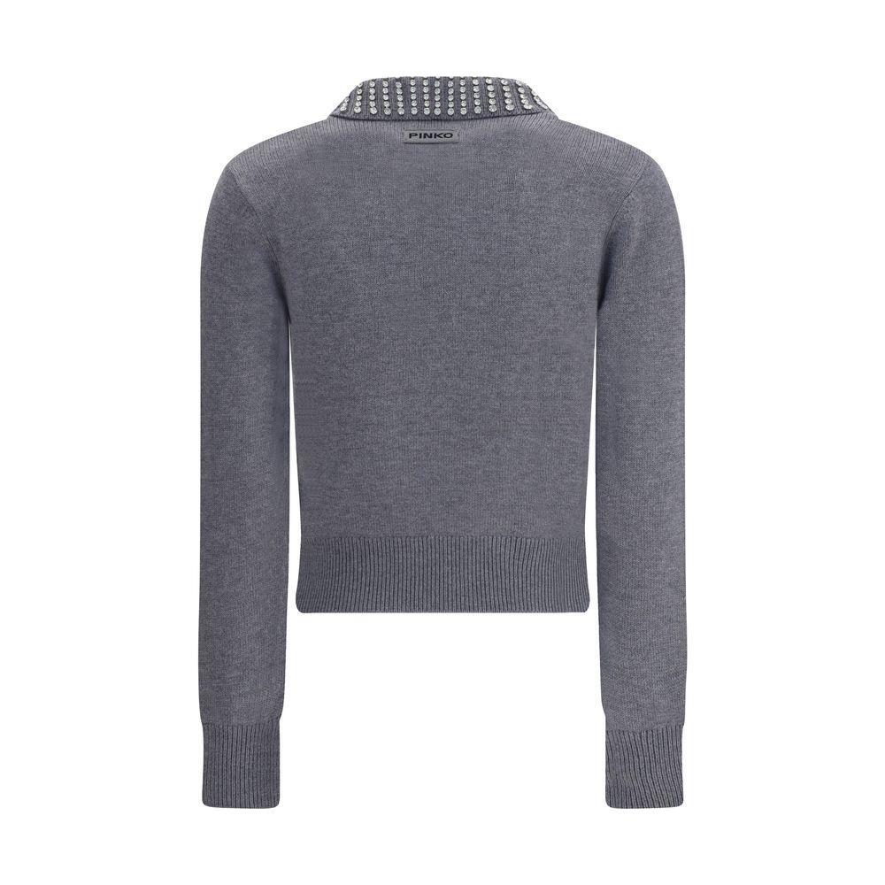 PINKO Rhinestone-decorated collar Sweater