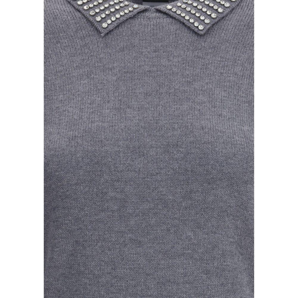PINKO Rhinestone-decorated collar Sweater