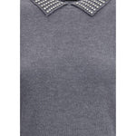 PINKO Rhinestone-decorated collar Sweater