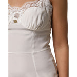 Dolce & Gabbana White Lace DG Logo Silk Dress Sleepwear
