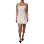 Dolce & Gabbana White Lace Gold DG Logo Silk Dress Sleepwear